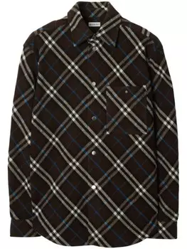 Burberry шерстяная рубашка в клетку, коричневый