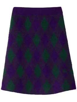 Burberry шерстяная юбка Argyle, фиолетовый