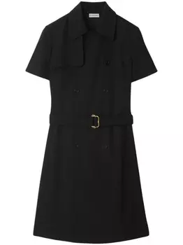 Burberry шерстяное платье мини с поясом, черный