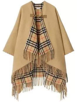 Burberry шерстяной кейп в клетку, нейтральный цвет