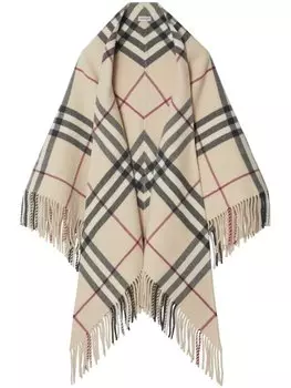 Burberry шерстяной кейп в клетку Vintage Check, нейтральный цвет