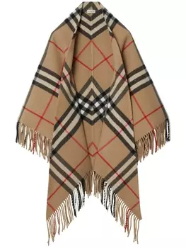 Burberry шерстяной кейп в клетку Vintage Check, нейтральный цвет