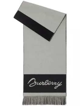 Burberry шерстяной шарф с логотипом EKD, нейтральный цвет