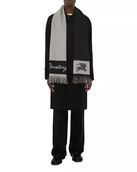 Burberry Шерстяной шарф с логотипом EKD, серый