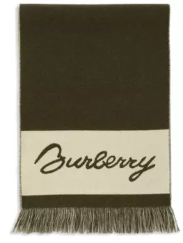 Burberry шерстяной шарф с логотипом EKD, зеленый
