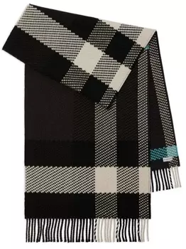 Burberry шерстяной шарф в клетку, черный