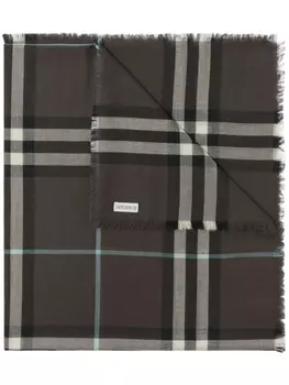 Burberry шерстяной шарф в клетку, коричневый