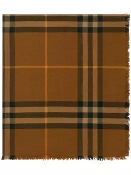 Burberry шерстяной шарф в клетку, коричневый