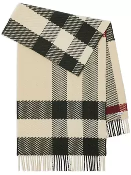 Burberry шерстяной шарф в клетку, нейтральный цвет