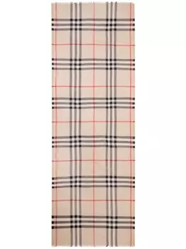 Burberry шерстяной шарф в клетку, нейтральный цвет