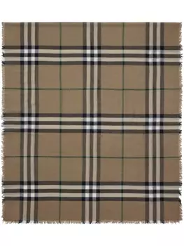 Burberry шерстяной шарф в клетку с необработанным кроем, нейтральный цвет