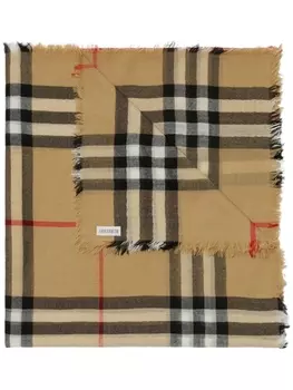 Burberry шерстяной шарф в клетку Vintage Check, коричневый