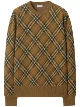 Burberry шерстяной свитер в клетку, коричневый