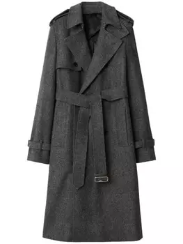 Burberry шерстяной тренч с поясом, серый