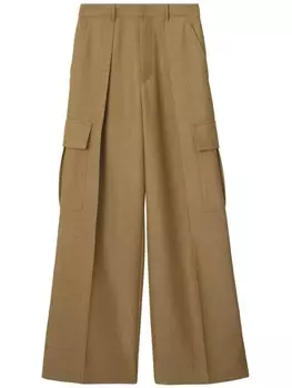 Burberry шерстяные брюки карго широкого кроя, коричневый