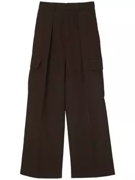 Burberry шерстяные брюки карго широкого кроя, коричневый