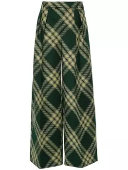 Burberry шерстяные брюки со складками, зеленый