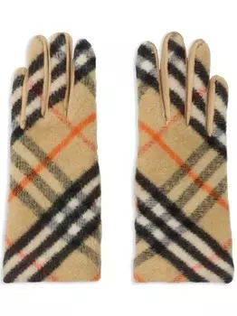 Burberry шерстяные перчатки в клетку, нейтральный