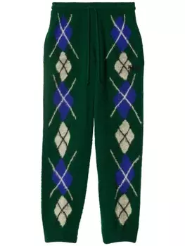 Burberry шерстяные спортивные брюки с узором аргайл, зеленый