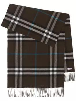 Burberry широкий клетчатый кашемировый шарф, коричневый