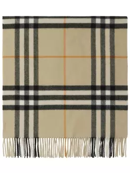 Burberry широкий клетчатый кашемировый шарф, нейтральный цвет