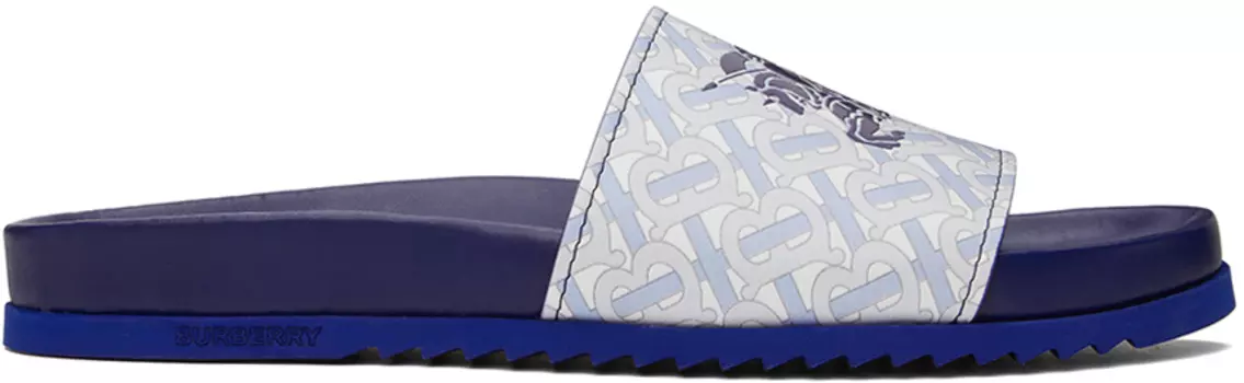 Burberry Синие шлепанцы с монограммой EKD