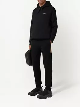 Burberry спортивные брюки со вставками в клетку, черный
