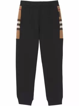 Burberry спортивные брюки со вставками в клетку, черный