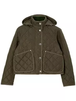 Burberry стеганая куртка с капюшоном, зеленый