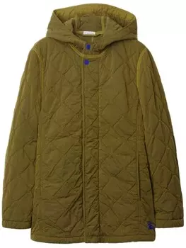 Burberry стеганая куртка с капюшоном, зеленый