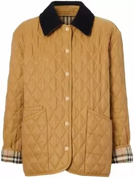 Burberry стеганая куртка с вельветовым воротником, коричневый