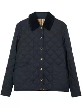 Burberry стеганая куртка с вельветовым воротником, синий