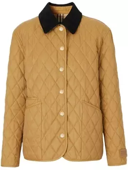 Burberry стеганая куртка с вельветовым воротником, коричневый