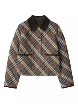 Burberry стеганая куртка в клетку, коричневый