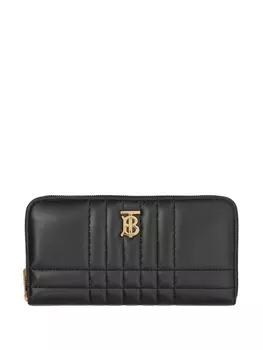 Burberry стеганый кошелек Lola с круговой молнией, черный