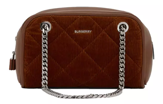 Burberry Сумка-боулинг Cube из вельвета и овчины, женская, бежевого цвета