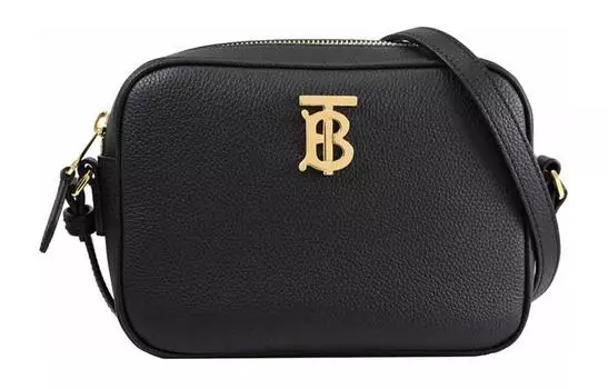 Burberry Сумка для фотоаппарата из коровьей кожи Litchi Grain, женская, через плечо, черная