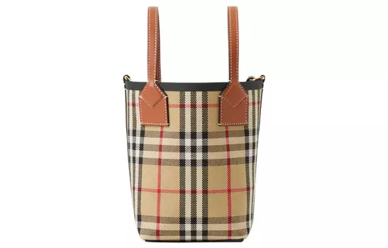 Burberry Сумка из хлопкового холста, через плечо, мини, женская, коричневого цвета