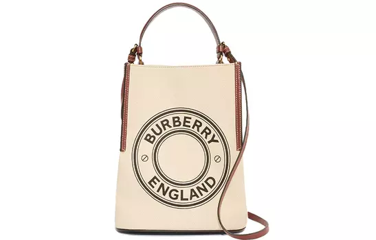Burberry Сумка из хлопкового холста, сумка-ведро, сумка через плечо, сумка-трубы, женская, натурального/бежевого цвета