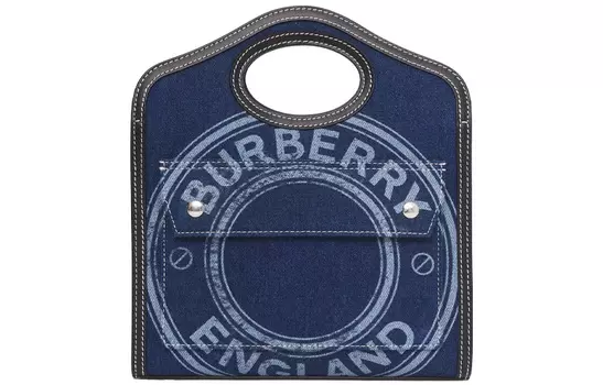 Burberry Сумка-карман из джинсовой ткани с кожаным карманом, сумка на плечо, сумка через плечо, мини-сумка женская, синяя