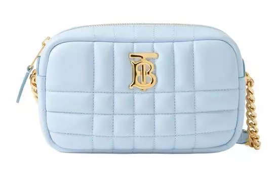 Burberry Сумка Lola Bag из стеганой кожи для фотоаппарата, сумка через плечо, мини-сумка для женщин, светло-голубая