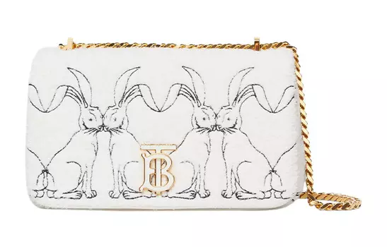 Burberry Сумка Lola Lola с отделкой из овчины, сумка через плечо, маленькая женская, белого цвета
