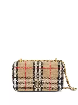 Сумка Burberry Lola в клетку, нейтральный цвет