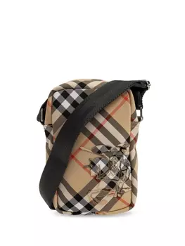 Burberry сумка-мессенджер в клетку, нейтральный цвет