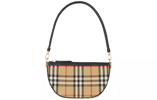 Burberry Сумка Olympia из холста с кожей, сумка-полумесяц, сумка-мессенджер, сумка-мессенджер, классическая женская сумка через плечо, бежевый цвет