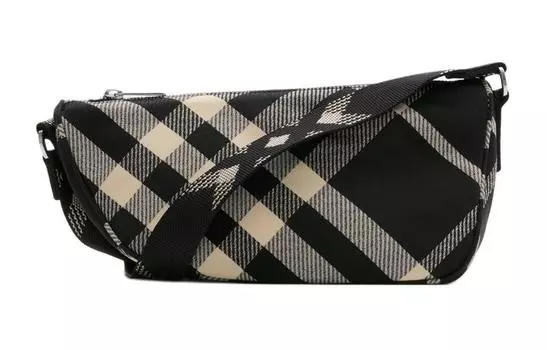 Burberry Сумка Shield из хлопка и полиэстера, через плечо, маленькая, мужская, черная