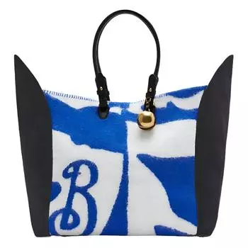 Burberry Сумка-шоппер из телячьей кожи с замшей, вывернутой наизнанку, большого размера, женская, цвета "рыцарский синий"
