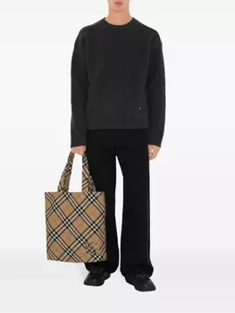 Burberry сумка-тоут для проверки, коричневый