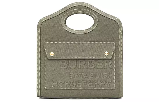 Burberry Сумка-тоут Horseferry из холста, сумка-шоппер, карманная сумка, сумка через плечо, женская мини-сумка зеленого цвета
