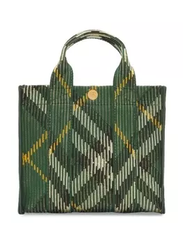 Burberry сумка-тоут с узором в клетку, зеленый